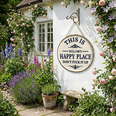 Personalized Funny Garden Metal Sign – “This Is My Happy Place Don’t F*ck It Up” Vintage Decor
