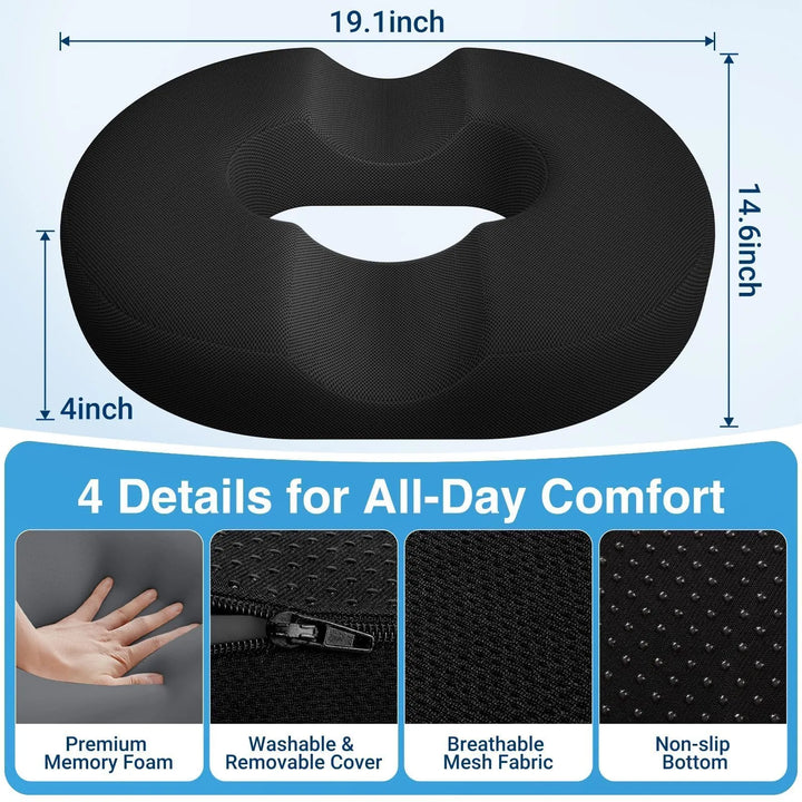 Velloraco Orthopedic Donut Pillow for Tailbone &amp; Hemorrhoid Relief