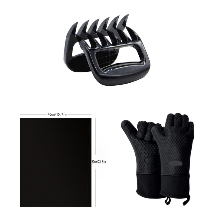 6-Piece BBQ Tool Set | Heat Resistant Gloves, Claws &amp; Kit