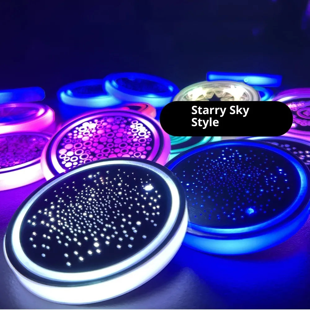 2PCS LED Car Cup Holder Coasters | Auto Sensor for Night Driving Safety