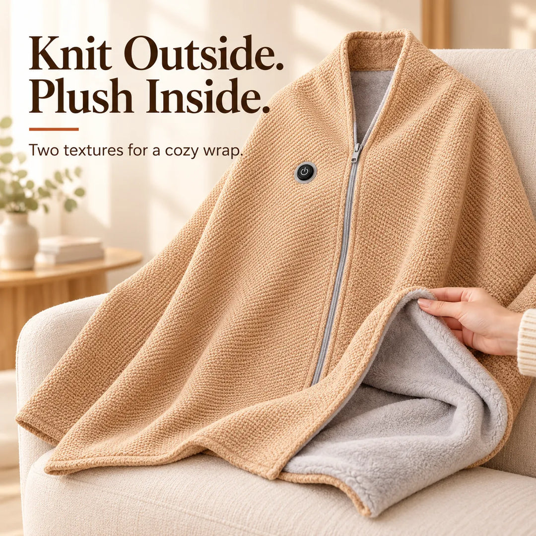 Heated Wearable Blanket with 3 Heat Settings – Hands-Free USB Warmth