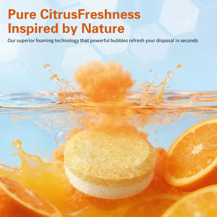 Citrus Disposal Cleaner Tablets for Kitchen Sink Drain Odor Removal