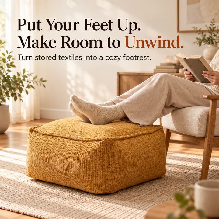 Corduroy Storage Ottoman Cover – Fill, Zip, and Sit