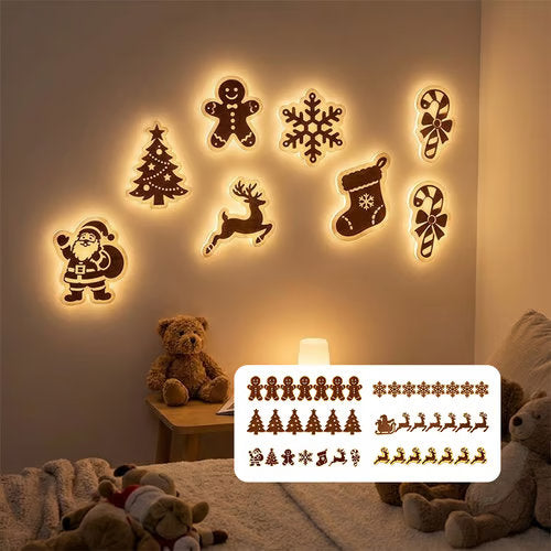 Christmas LED Wall Silhouette Lights — 7-Piece Wooden Set