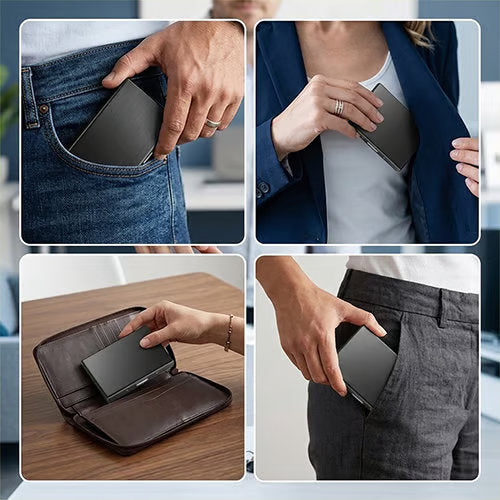 Stainless Steel RFID Card Holder — 10-Slot Slim Front Pocket Wallet