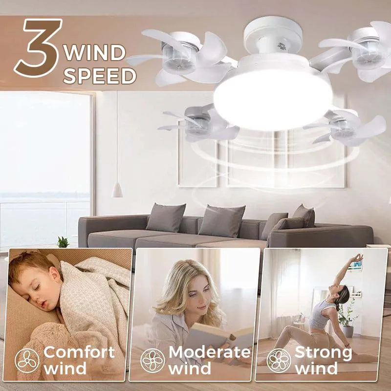 Screw-In Socket Ceiling Fan with Remote &amp; Dimmable LED Light