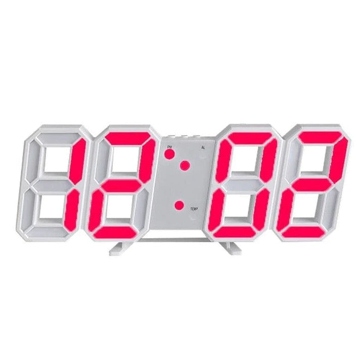 PixelTime Clock – Modern 3D LED Digital Wall Clock with Temperature, Date &amp; Alarm - Red