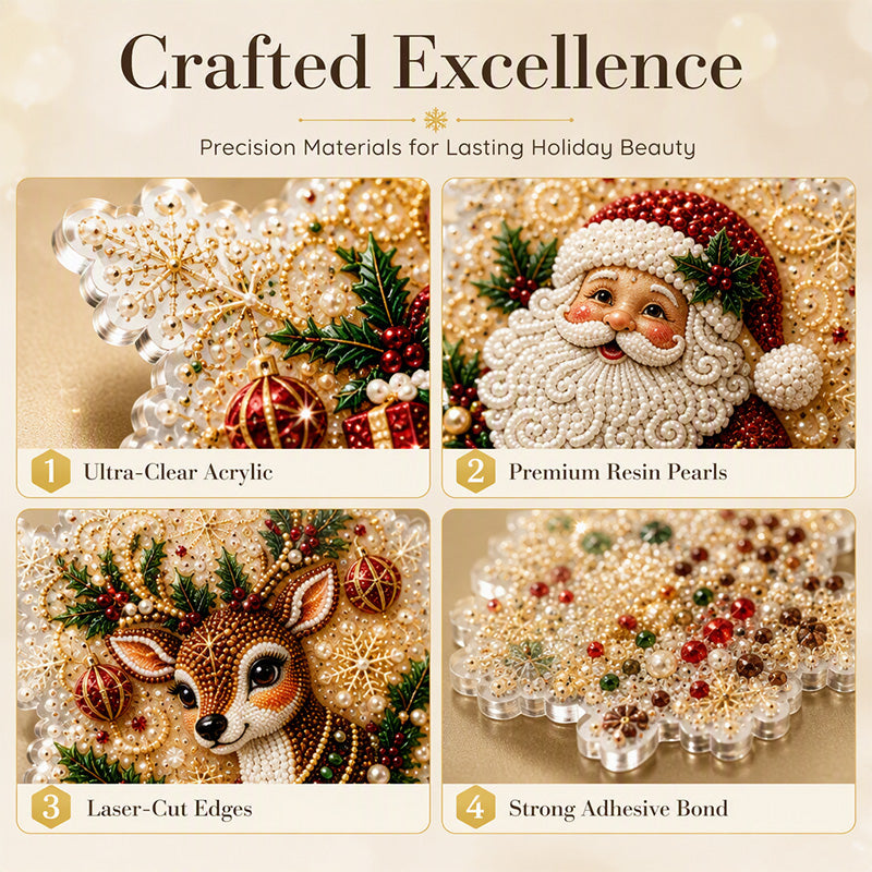 Christmas Snowflake Pearl Art Kit – 6 DIY Hanging Ornaments