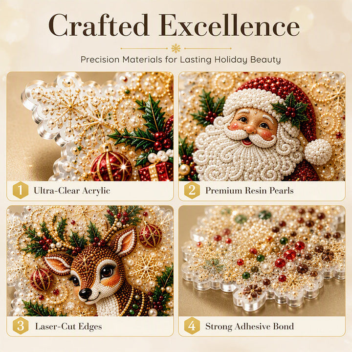 Christmas Snowflake Pearl Art Kit – 6 DIY Hanging Ornaments