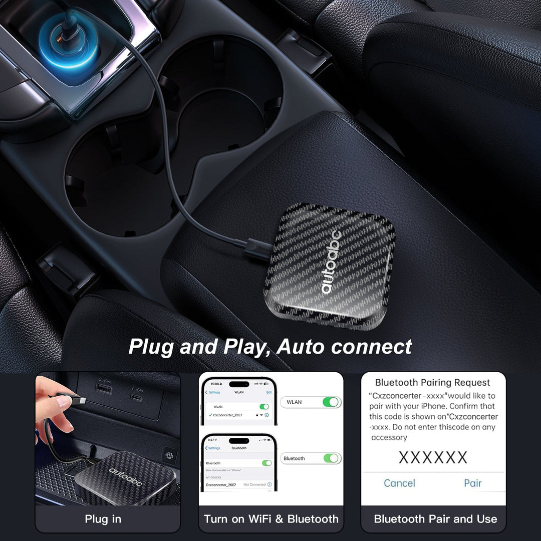 2GB+16GB-AUTOABC Wireless CarPlay Adapter – Upgrade Wired to Wireless