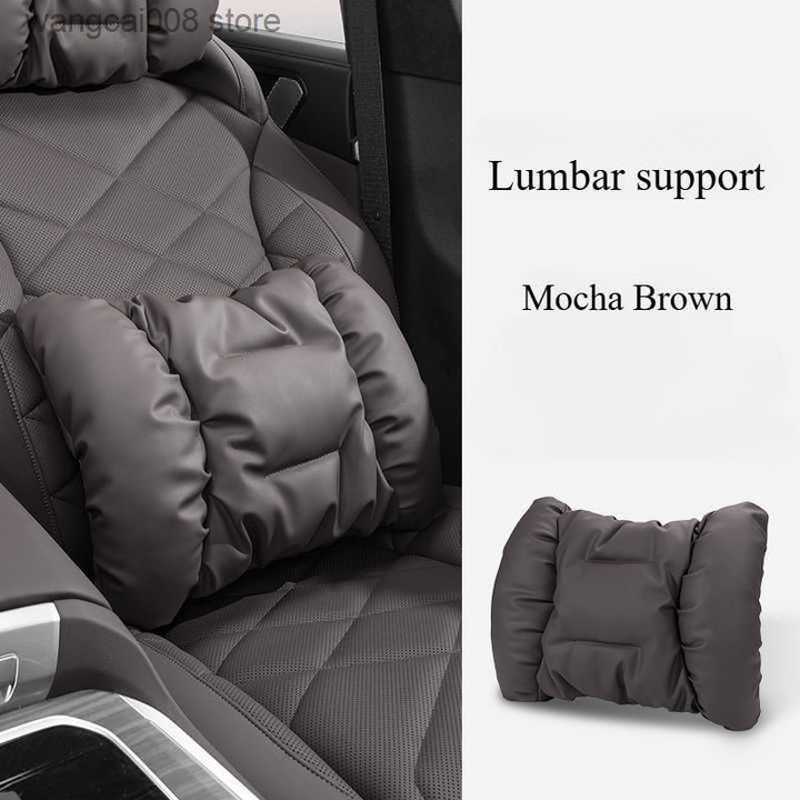 Cloud-like Suede-Touch Car Headrest &amp; Lumbar Set – Premium Driving Comfort