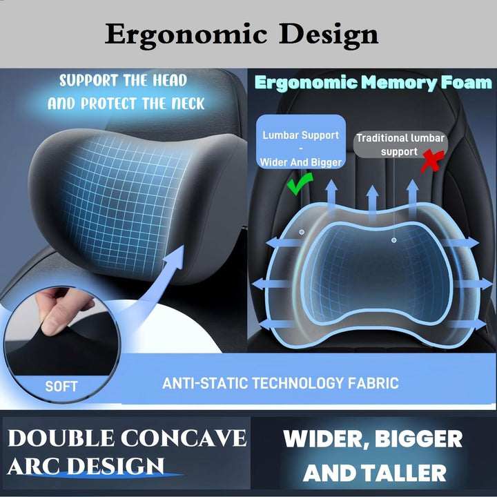 Car Headrest &amp; Lumbar Support Cushion-Erase Your Driving Pain - Velloraco