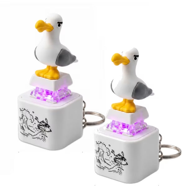2-Piece Funny Seagull "MINE!" Keycap Keychain – Cute Mechanical Keyboard Fidget Toy, Value Set