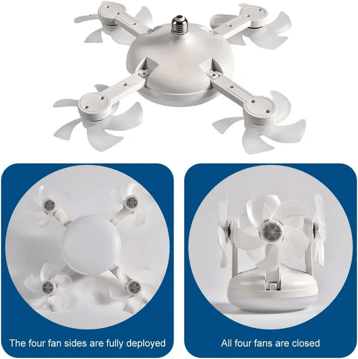 Screw-In Socket Ceiling Fan with Remote &amp; Dimmable LED Light
