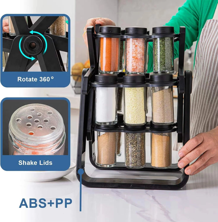 360° Ferris Wheel Spice Tower with 18 Shatterproof Jars