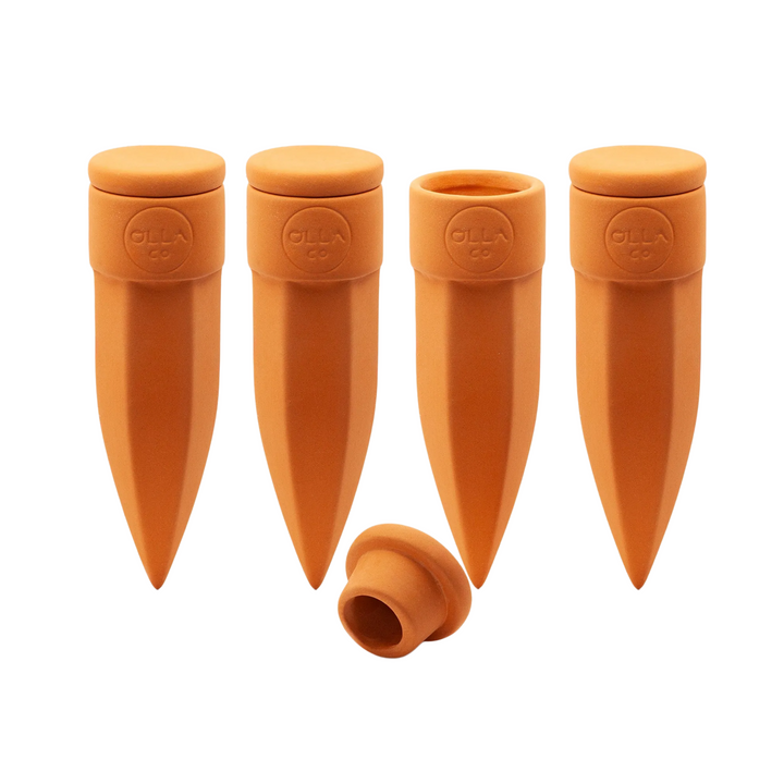 Terracotta Watering Spikes with Lids (4 or 6-Pack)