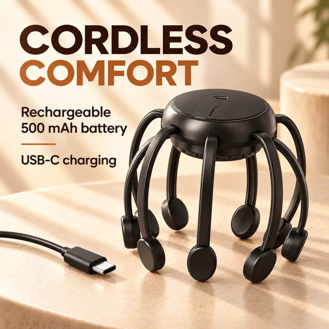 8-Tip Octopus Head Massager – Deep Scalp Relief Anywhere