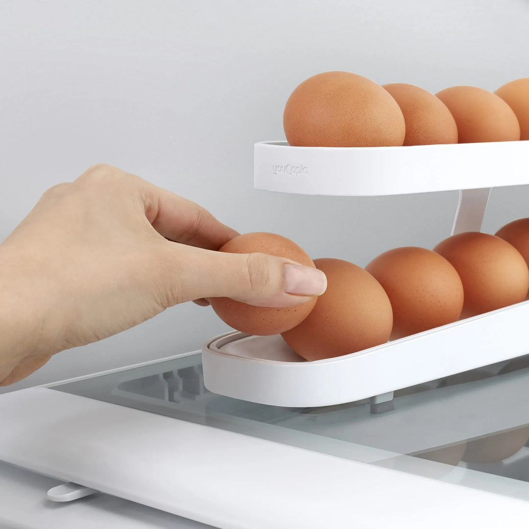 Automatic Egg Dispenser for Fridge – Space-Saving Rolling Egg Rack for Easy Access