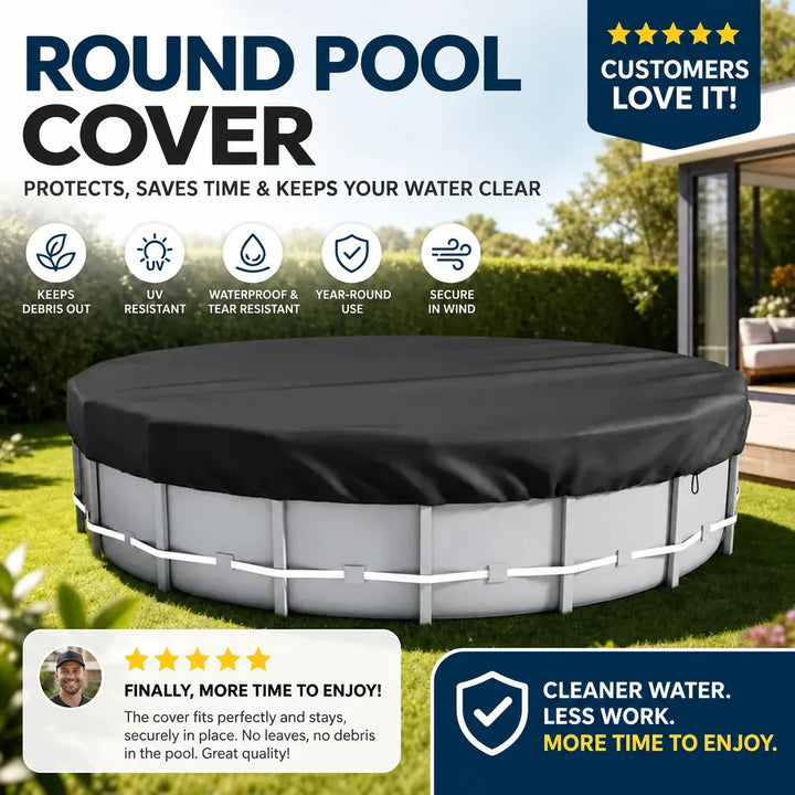 Waterproof Round Above-Ground Pool Cover | UV Resistant