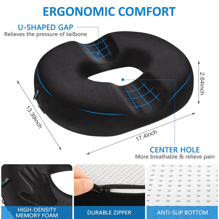 Velloraco Orthopedic Donut Pillow for Tailbone &amp; Hemorrhoid Relief
