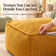 Corduroy Storage Ottoman Cover – Fill, Zip, and Sit