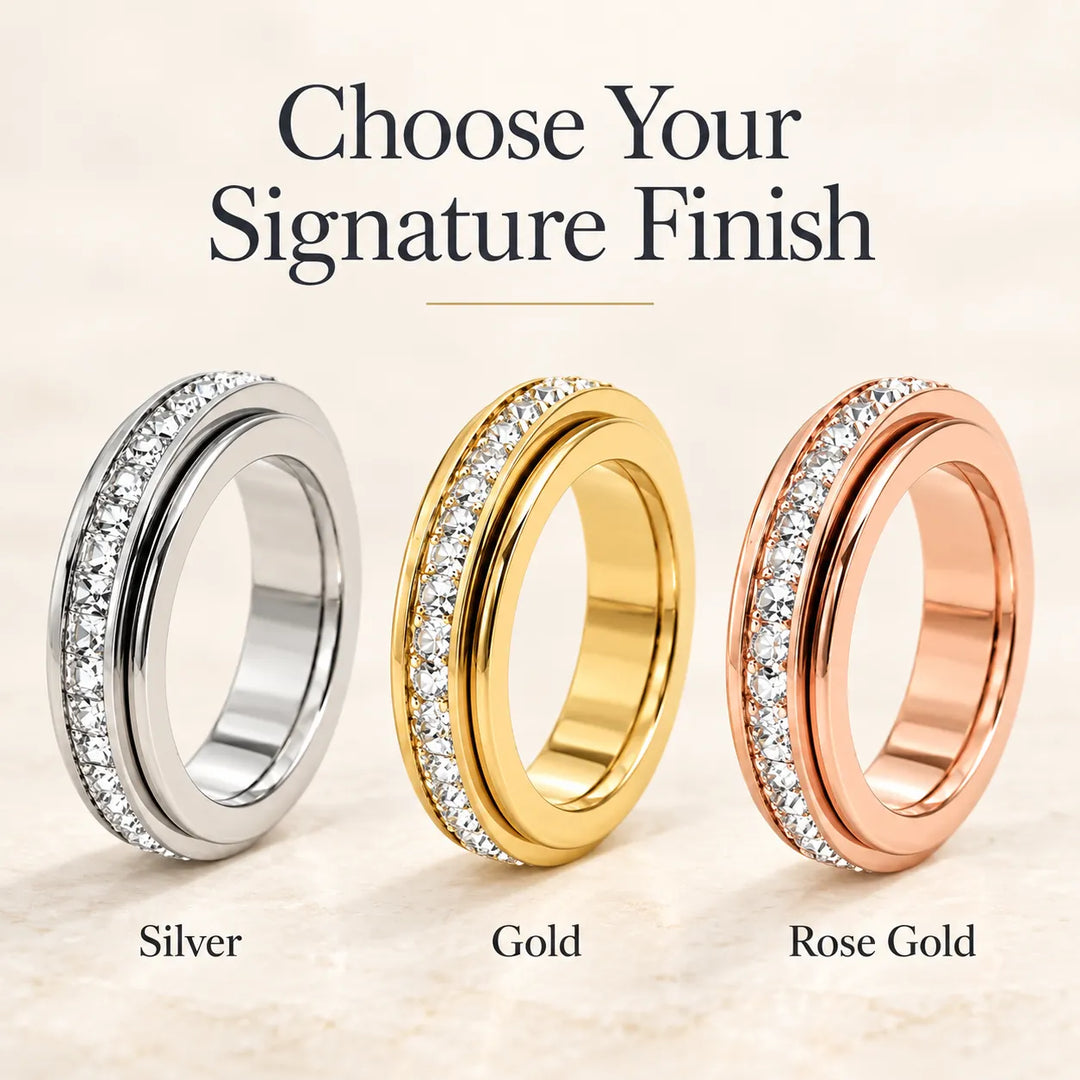 Rotatable Fidget Spinner Ring, Titanium Steel Calming Comfort Band