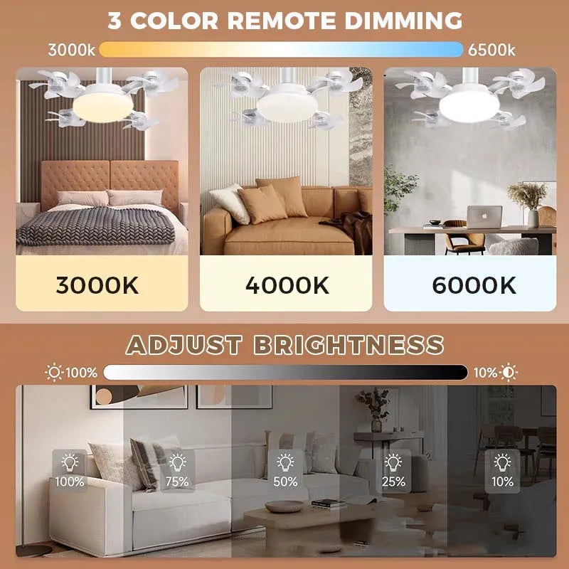 Screw-In Socket Ceiling Fan with Remote &amp; Dimmable LED Light