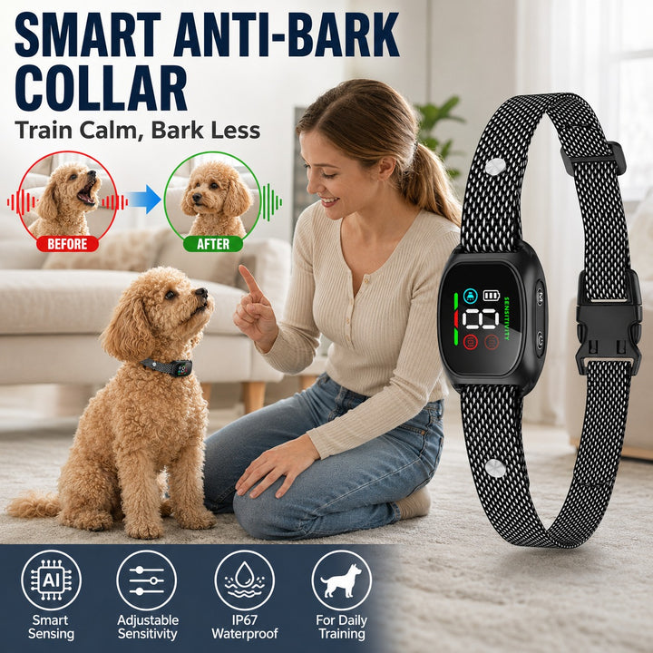No-Shock Anti-Bark Collar – Humane Vibration &amp; Beep Training, IP67