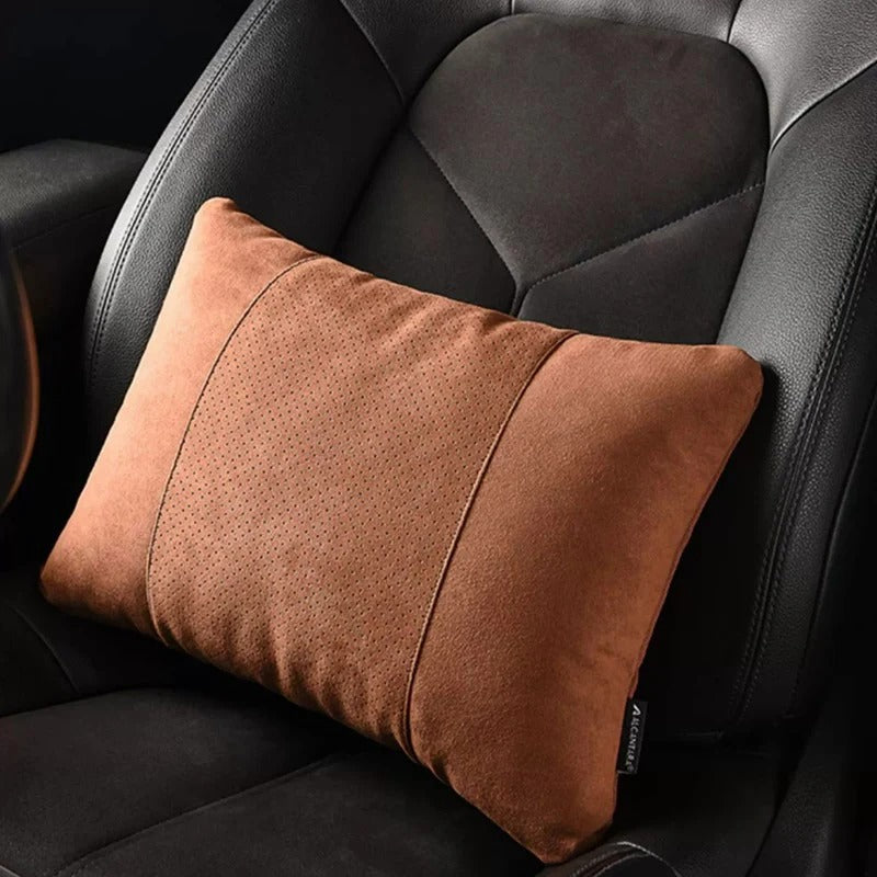 Maybach-Style Alcantara Neck Pillow – Ergonomic Headrest Support Cushion