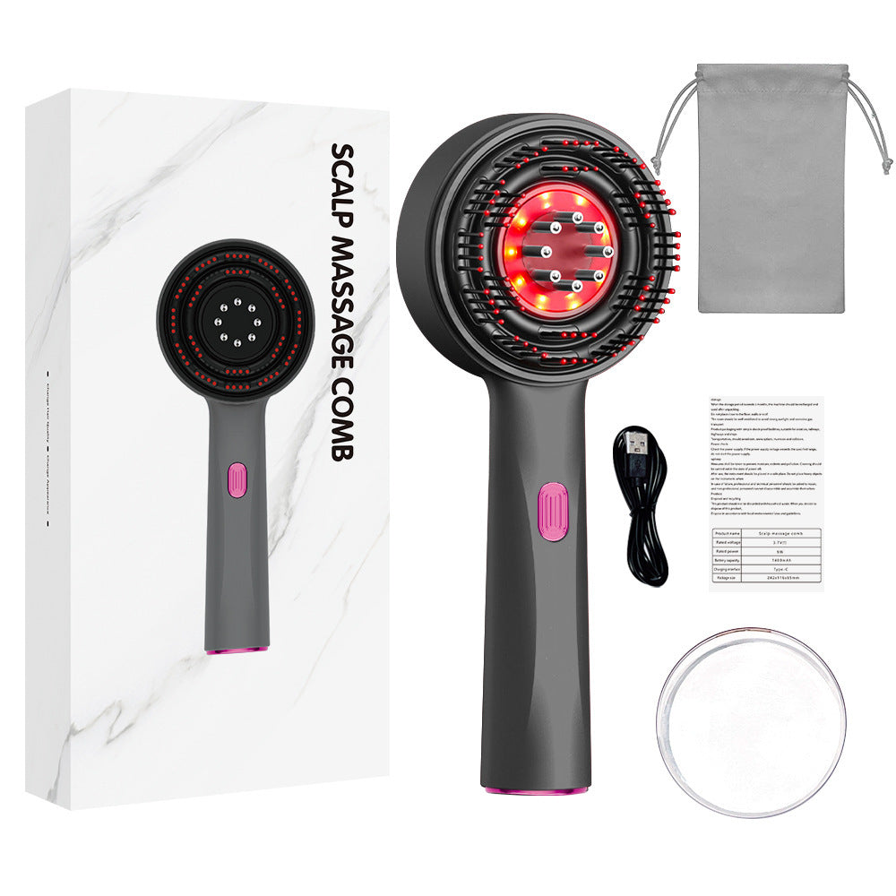 3-in-1 Red Light Scalp Massager: Electric Hair Growth Brush &amp; Oil Applicator