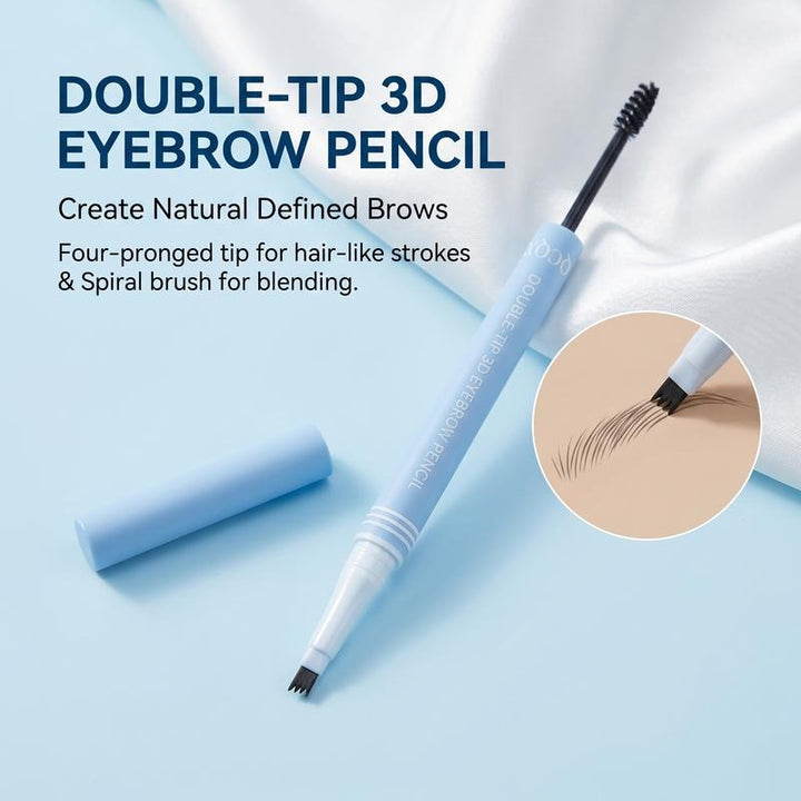 2-in-1 Waterproof Microblading Eyebrow Pen – Fork Tip + Brush