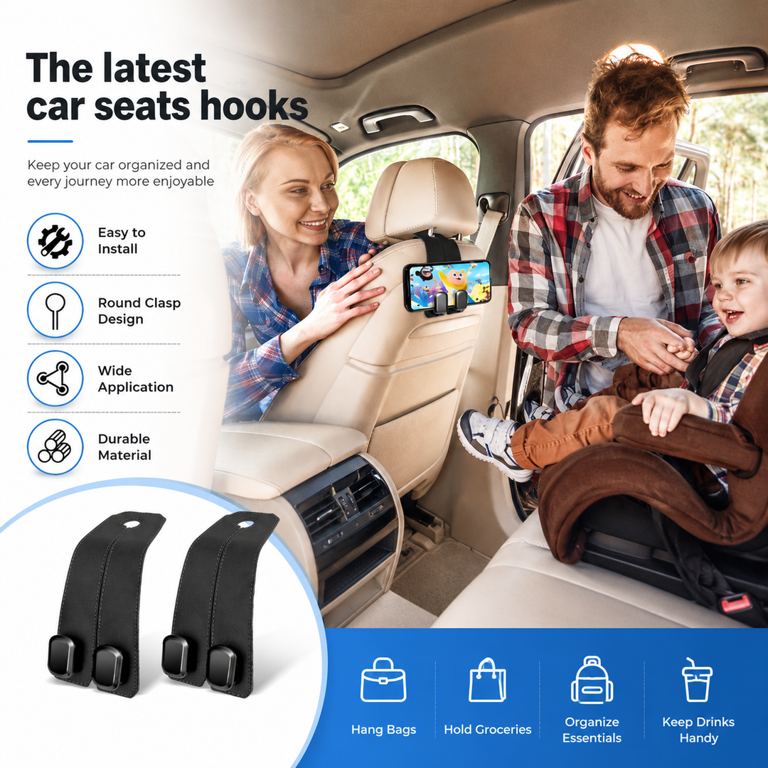 2-Pack Car Seat Back Hangers – Easy-Reach Storage to Stop Back-Straining