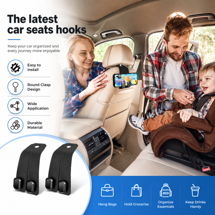 2-Pack Car Seat Back Hangers – Easy-Reach Storage to Stop Back-Straining