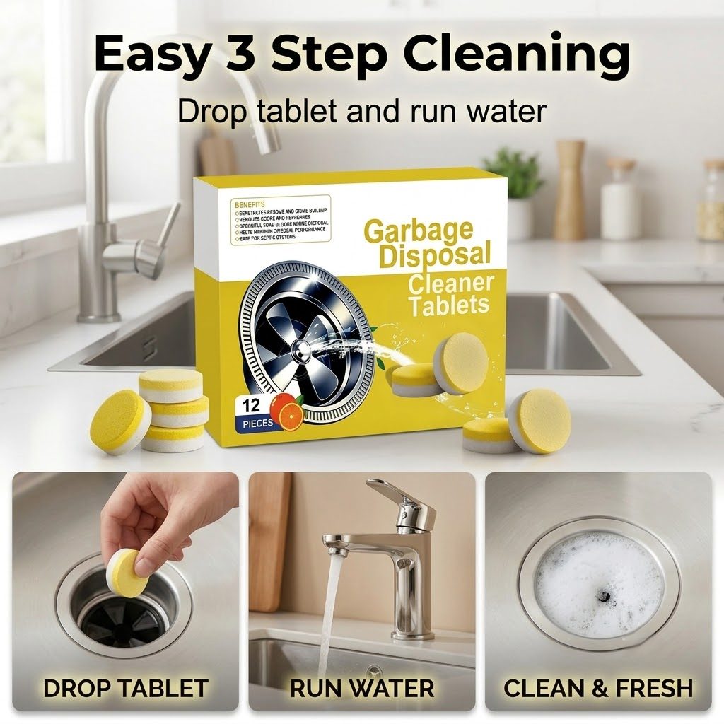 Citrus Disposal Cleaner Tablets for Kitchen Sink Drain Odor Removal