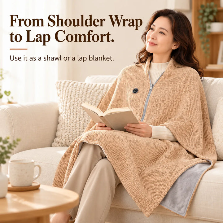 Heated Wearable Blanket with 3 Heat Settings – Hands-Free USB Warmth