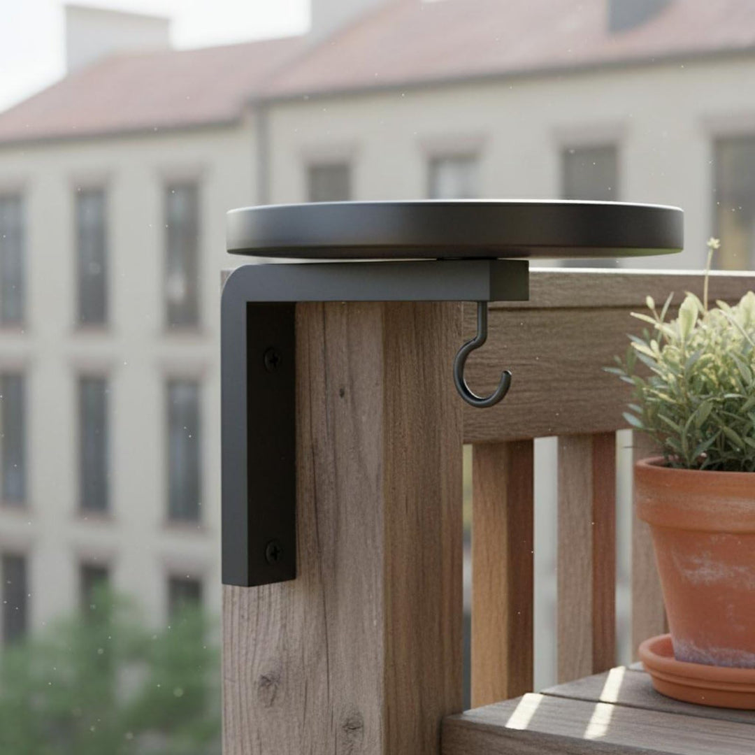 Wall-Mounted Metal Bird Bath &amp; Feeder Station with Hanging Hook