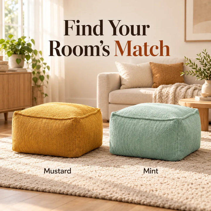 Corduroy Storage Ottoman Cover – Fill, Zip, and Sit