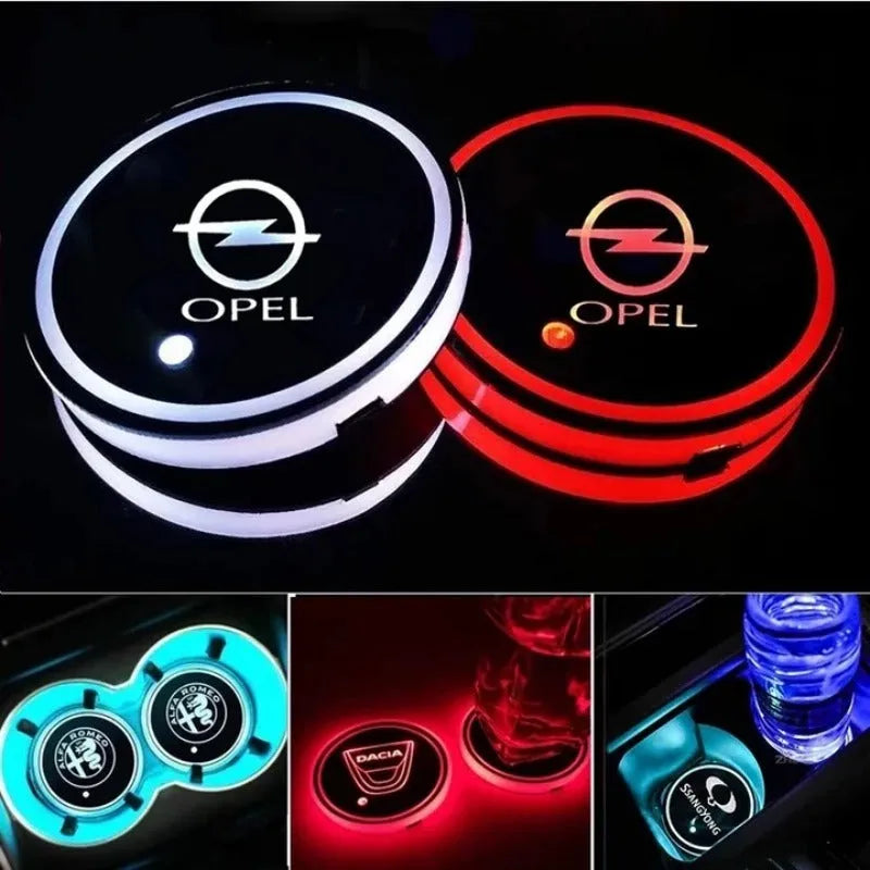 2PCS LED Car Cup Holder Coasters | Auto Sensor for Night Driving Safety
