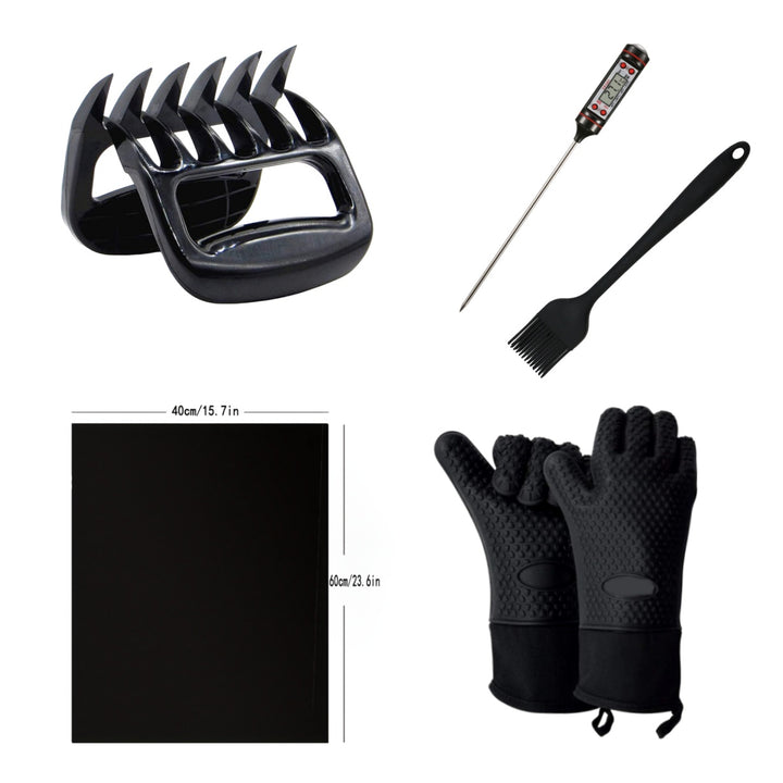6-Piece BBQ Tool Set | Heat Resistant Gloves, Claws &amp; Kit