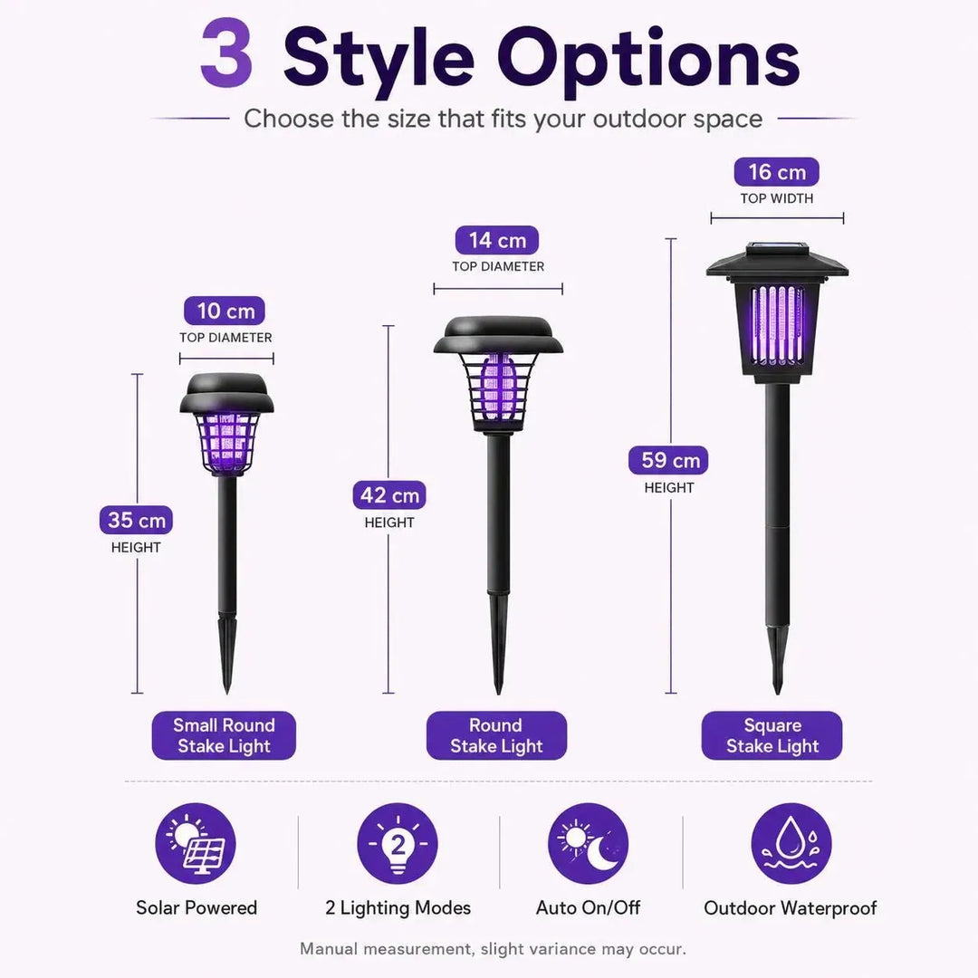 [2-Pack] 2-in-1 Solar Bug Zapper &amp; Decorative Outdoor LED Garden Light