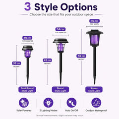 [2-Pack] 2-in-1 Solar Bug Zapper &amp; Decorative Outdoor LED Garden Light