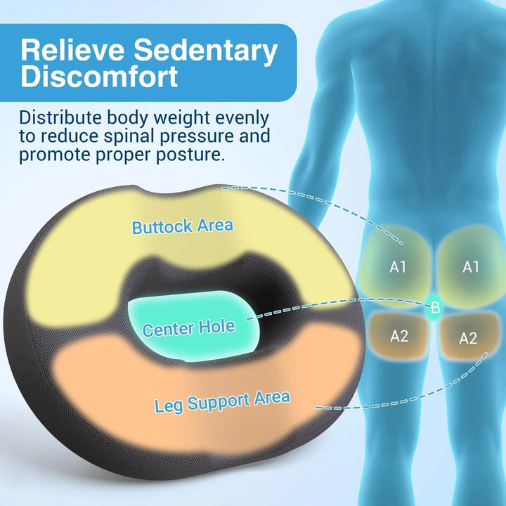 Velloraco Orthopedic Donut Pillow for Tailbone &amp; Hemorrhoid Relief