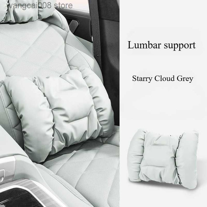 Cloud-like Suede-Touch Car Headrest &amp; Lumbar Set – Premium Driving Comfort