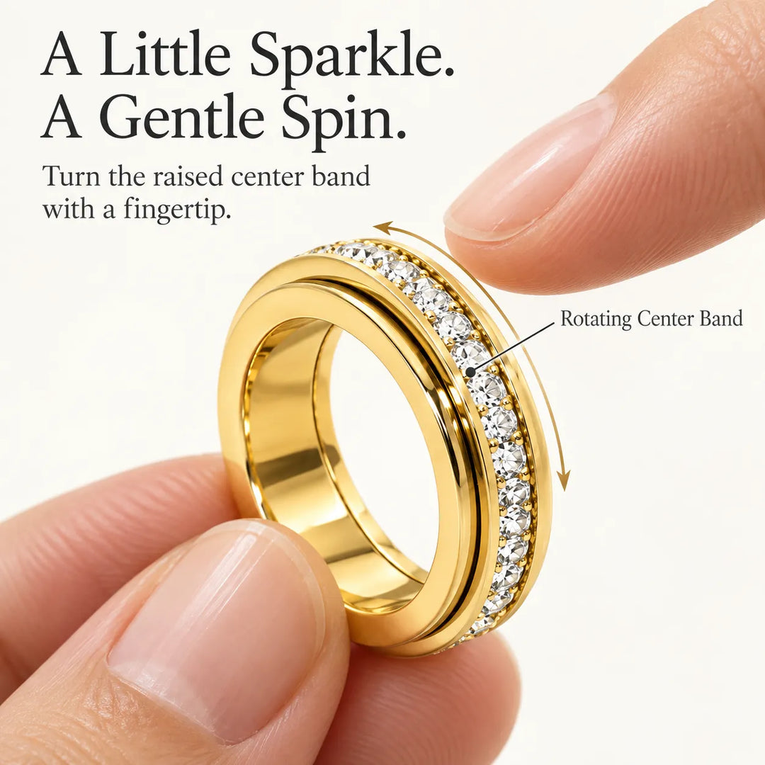 Rotatable Fidget Spinner Ring, Titanium Steel Calming Comfort Band