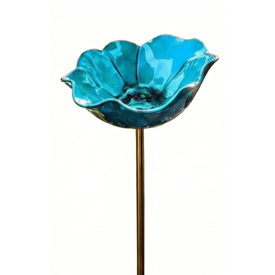 PetalHaven Hand-Formed Poppy Bird Bath – Elegant Garden Stake Decor