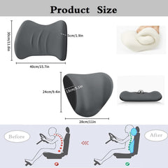 Ergonomic Car Neck &amp; Lumbar Support Cushion Set for Driving Comfort