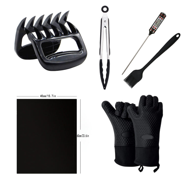 6-Piece BBQ Tool Set | Heat Resistant Gloves, Claws &amp; Kit