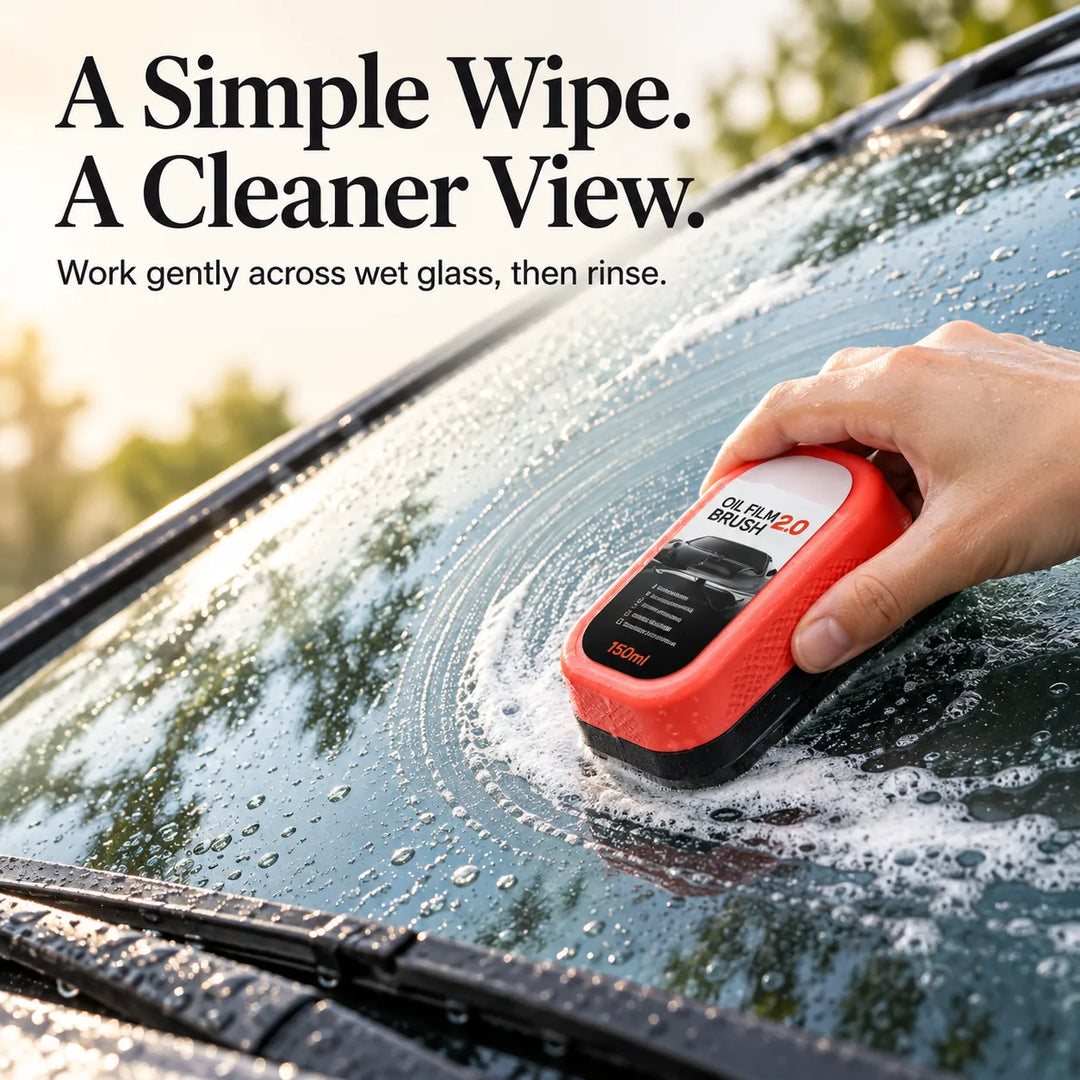 Car Glass Oil Film Cleaning Brush – 150ml Press &amp; Wipe, 2 Pack