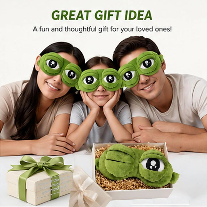 2-Piece Funny Frog Sleep Eye Mask – 100% Total Blackout Plush Blindfold, Value Set