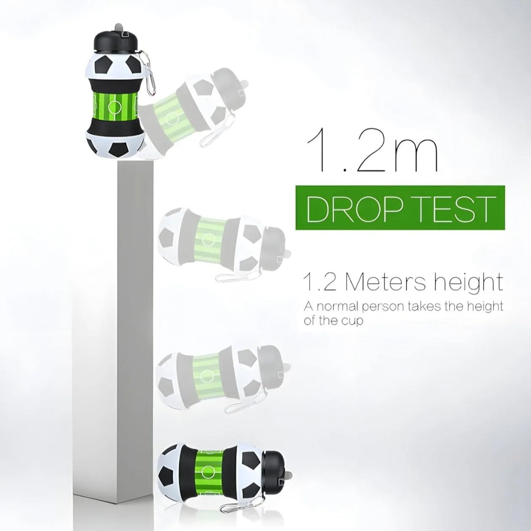 550ml Collapsible Football Water Bottle – Portable Silicone Sporty Foldable Drinkware